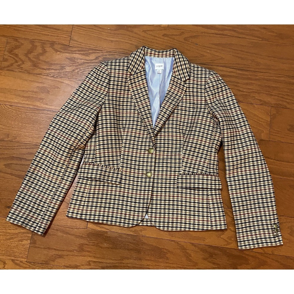 J. Crew Nova Check Plaid Wool Blazer Jacket Womens 12 Excellent Condition